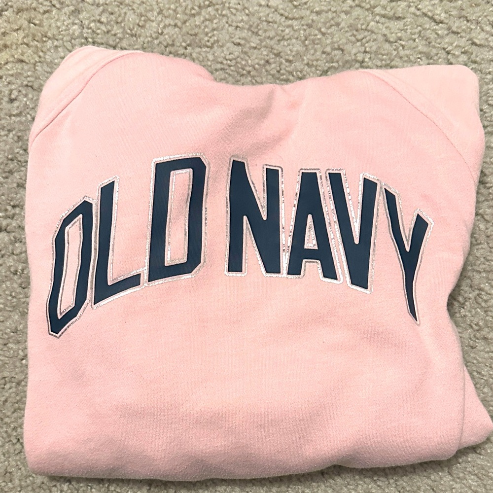 Old Navy Blush Pink Crewneck with Navy Lettering